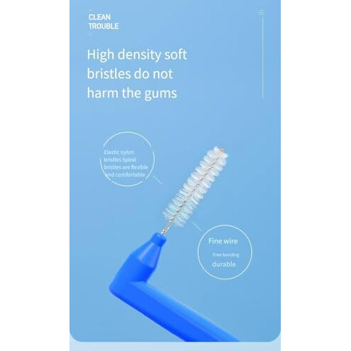 Inralimot L-Shaped Interdental Brushes Braces Toothbrush Short Handle,5 Different Sizes Dental Floss Brush Angled Interdental Toothpick,Manual,Adult,Colours-Multicolor,1 Count