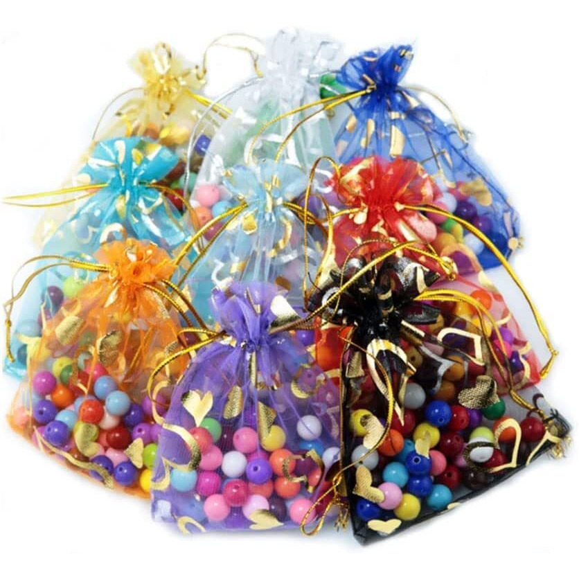 Dny 50 Pcs Potli Bags, Organza Pouches 4X6 Inches With Drawstring Small Potli Bags For Return Gifts For Wedding| Party |Baby Shower| Dry Fruit Pouches (Mixed Colors, 50)