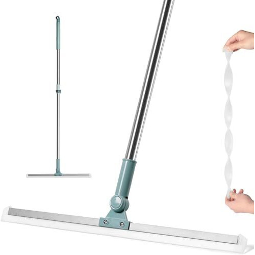 Vmrita 2 In 1 Floor Cleaner Brush Multifunction Magic Wiper Silicone Floor Squeegee Cleaner With Long Handle Scraping Besom For Surface Bathroom Kitchen Shower Tile Pet Hair (Pack Of 1)