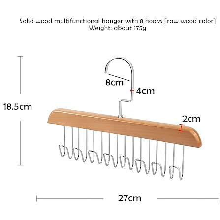 Grovent Multi Hook Hanger (Pack Of 3 Count)| 8-In-1 Lotus Wood Tie And Belt Hanger| Space-Saving, Lightweight And Sturdy Hangers