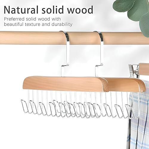 Grovent Multi Hook Hanger (Pack Of 3 Count)| 8-In-1 Lotus Wood Tie And Belt Hanger| Space-Saving, Lightweight And Sturdy Hangers