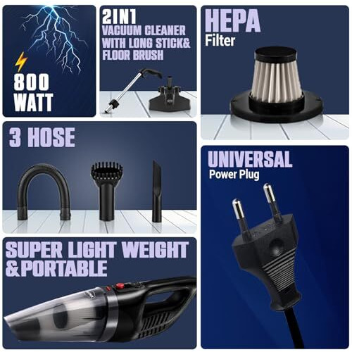 Woscherr Homevac Pro Upright 2In1 Vacuum Cleaner For Home Use 908K Handheld Vacuum Cleaner With Stick & Floor Brush|800 Watts|17Kpa Suction Power|Car Vacuum Cleaner|1+1 Year Warranty| Free Accessories