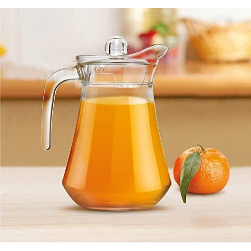 Treo By Milton Conical Fresh 1300 Glass Jug With Lid And Handle, 1 Piece, 1.3 Litre, Transparent | Serve Water | Beverages | Iced Tea | Juices | Cocktail | Milk | Chaas | Shakes