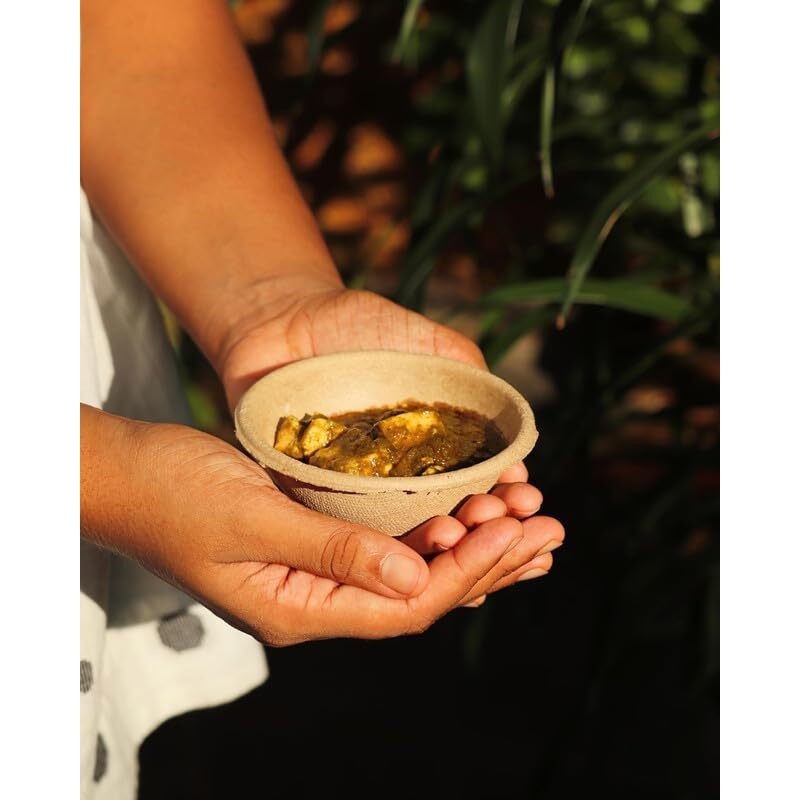 Qudrat Disposable Bowls (Pack Of 50,180 Ml) Biodegradable, Natural Bagasse (Beige) Bowls