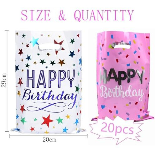 Gift Bags 20Pcs, Party Favor Bags, Return Gift Bags For Kids Birthday, Return Gift Bags For Kids Birthday, Birthday Party Favor Gift Bag For Girls & Boys (White + Pink)