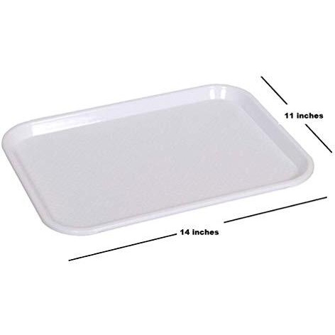 Urmila Plastic Serving Tray Platter Rectangular Shape Plastic Trays For Drink Breakfast Tea Dinner Coffee Salad Food For Dinning Table Home Kitchen 11X14 Inches White