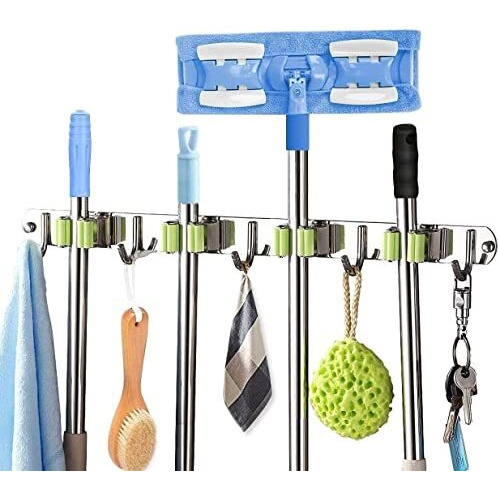Topinon Broom Mop Holder Wall Mount Stainless Steel Tool Hanger Storage Organizer 1Pc