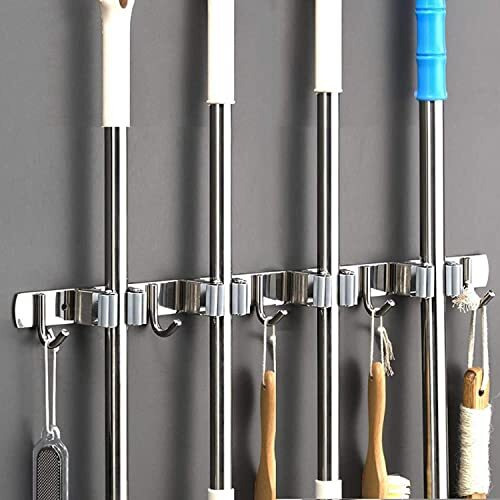 Topinon Broom Mop Holder Wall Mount Stainless Steel Tool Hanger Storage Organizer 1Pc