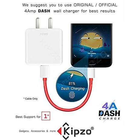 Kipzo Red Type C To Usb Mini Short For One-Plus Small Type C Cable, Dash Warp Charge Power Bank Fast Charging Cable 30 Cm 4A Fast Charging With Wall Charger Only