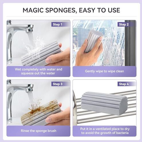 Ronoxy 2-Pack Damp Clean Duster Sponge, Magic Sponge Eraser Baseboard Cleaner Tool, Dusters For Cleaning Blinds, Glass, Vents, Railings, Mirrors,Window Track Grooves And Faucets