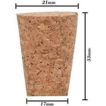 Windup Tapered Cork Stopper For Glass Wine Bottle - Length 33Mm X Top 22Mm X Bottom 17Mm - Pack Of 20 Pcs - Made In India