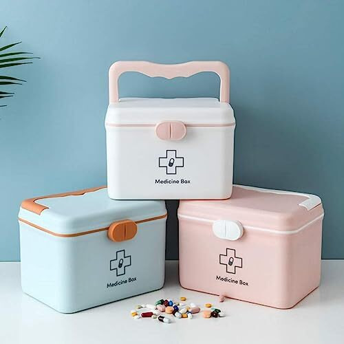 Homecloud Plastic Medicine And First Aid Kit For Children, Pets, And Outdoor Use (Blue)