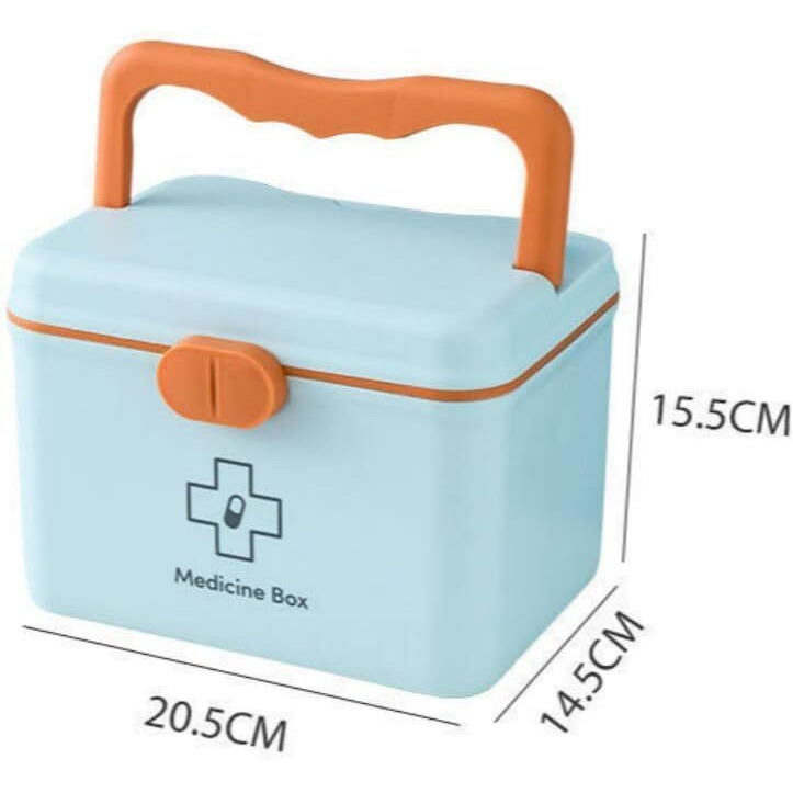 Homecloud Plastic Medicine And First Aid Kit For Children, Pets, And Outdoor Use (Blue)