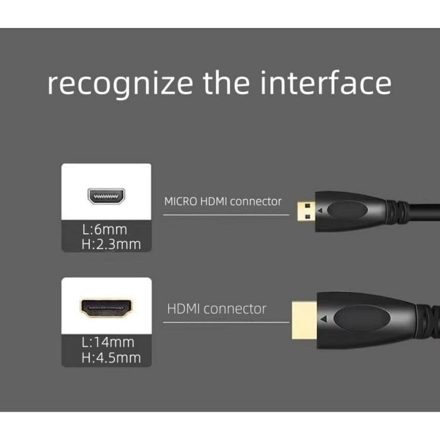 Coolcold Micro Hdmi To Hdmi Cable | (1.5Meter/5Ft) Hdmi High Speed 4K Cable, (Not Micro Usb/Mini Hdmi) | Male To Male | Compatible For Monitor, Tablet, Laptop, Television, Projector, Hdtv, Dslr