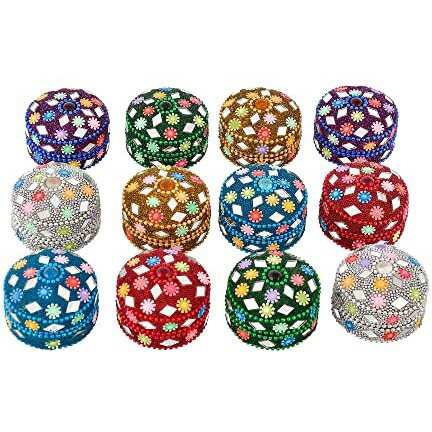 Craftam Aluminum Lakh Sindoor Boxe, Kumkum Box Bharani Wedding Return Gifts (Set Of 12), Round