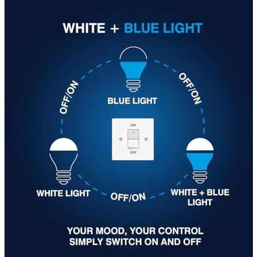 Halonix 10W Up Down Glow White & Blue 3 Modes Led Bulb | Switch On-Switch Off To Change Led Bulb Color | Decorative Led Bulb | White And Blue Color