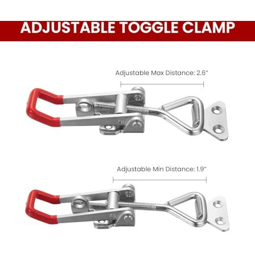 Serplex 6 Pcs Toggle Clamp Latch With Lock Hole, Adjustable Latch, 330Lbs Holding Capacity, Heavy Duty Quick Release Pull Latch Toggle Clamp For Lid Jig, Cabinet, Tool Box Case