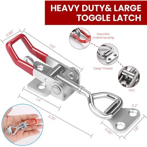 Serplex 6 Pcs Toggle Clamp Latch With Lock Hole, Adjustable Latch, 330Lbs Holding Capacity, Heavy Duty Quick Release Pull Latch Toggle Clamp For Lid Jig, Cabinet, Tool Box Case