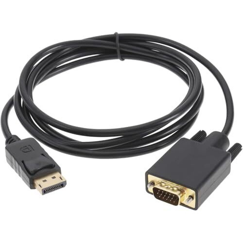 Displayport To Vga Cable, Uni-Directional Dp Displayport Computer To Vga Monitor Cable Male To Male Gold-Plated Cord Compatible With Lenovo, Dell, Hp, Asus - 1.8 Meter