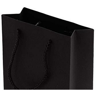 Amit Marketing Black Paper Carry Bag I 250 Gsm Kraft Matt Lamination Paper Bags With Braided Cotton Handle I For Return Gifts Carrying Packaging Shopping Grocery Parcel Take Out - L10Xw4Xh12 Inch (10 Pcs)