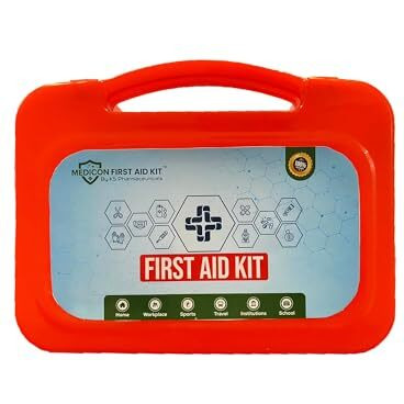 Medicon First Aid Kit - 21 Items - Total 56 Piece - For Car, Home, Outdoors, Sports, Camping, Hiking Or Office | Red Case Fully Packed With Emergency Supplies, First Aid Box For Travelling