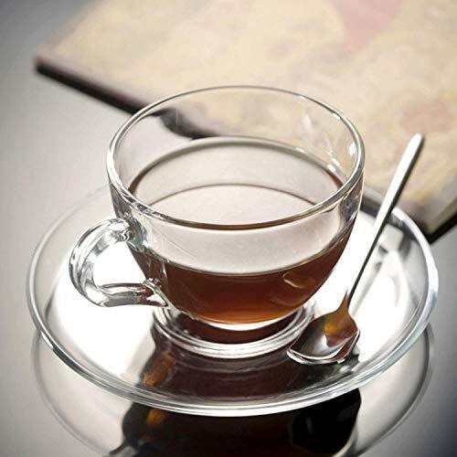 Dikuji Enterprise New Crystal Clear Classic Glass Tea & Coffee Cup And Saucer Set, For Espresso Cappuccino Hot Chocolate Green Tea And More,160Ml (6 Cups And 6 Saucers)