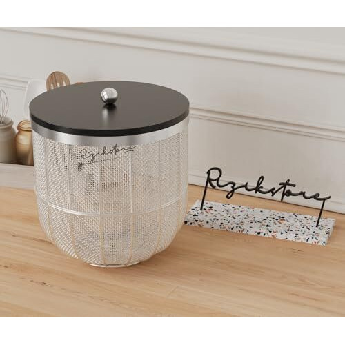 Rizik Store Modern Insect-Free Metal Fruit Basket/Bowl With Lid  Perfect For Fruits, Vegetables, And Home Dcor, Durable Design, 22X24Cm (Silver (Pack Of 1))