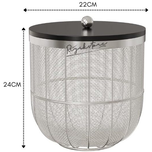 Rizik Store Modern Insect-Free Metal Fruit Basket/Bowl With Lid  Perfect For Fruits, Vegetables, And Home Dcor, Durable Design, 22X24Cm (Silver (Pack Of 1))