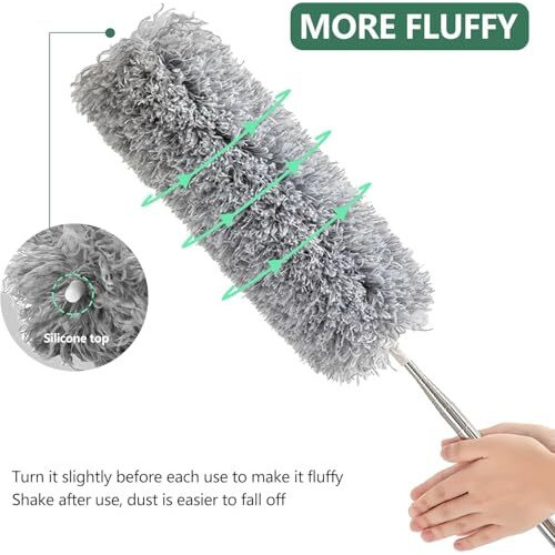 Pilltox Microfiber Feather Duster Bendable & Extendable Fan Cleaning Duster With 100 Inches Expandable Pole Handle Washable Duster For High Ceiling Fans,Window Blinds, Furniture (Standard)
