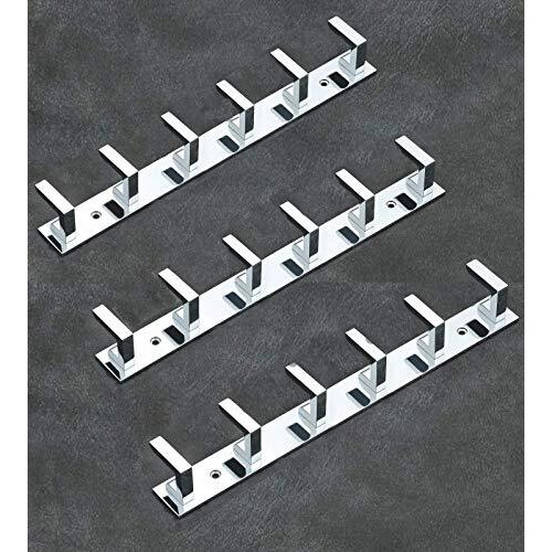 Istar 6 Pin Bathroom Cloth Hooks Hanger Wall Bedroom Bathroom Robe Hooks Rail For Hanging Keys,Clothes,Towel Steel Hook (Pack Of 3, Silver), Aluminium