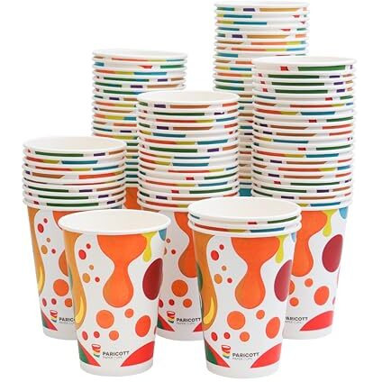 Paricott 300Ml Multi Drop Printed Disposable Glass Drinking Cups For Cocktail Alcohol Wine Tea Coffee Cold Drink Juice Water Party Paper Cups Use And Throw Without Lid Paper Cup (300Ml, 50Pcs)