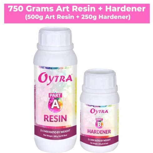 Oytra Resin Art Liquid Hardener 750 Grams For Craft Beginners Materials Kit Ultra Crystal Clear Coat Transparent Epoxy 2 1 Ratio Bubble Release Artists Jewellery Set Casting Tabletop Diy Project