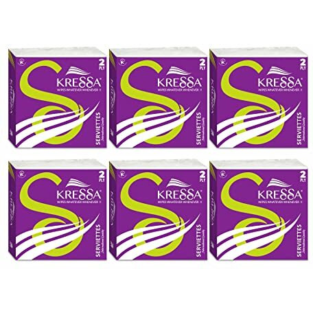 Kressa Tissue Paper Serviettes | Paper Napkins | Table Top Serviettes 2 Ply Pack Of 6 (300 Serviettes) 100% Biodegradable