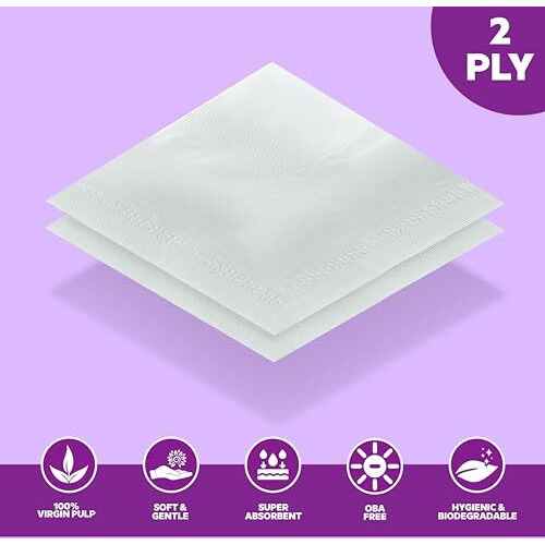 Kressa Tissue Paper Serviettes | Paper Napkins | Table Top Serviettes 2 Ply Pack Of 6 (300 Serviettes) 100% Biodegradable
