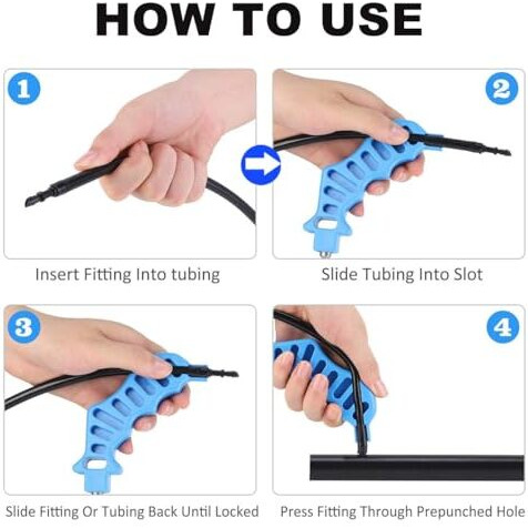 Appster 2-In-One 4Mm Tubing Hole Punch Tool & Fitting Insertion Tool - Drip Irrigation Pipe Easier 1/4" Inch Insert For Emitter, Drippers, Fogger, Misting Nozzles