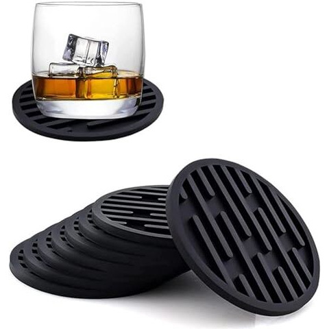 Mosquick Silicone Coaster Set Of 4 Silicone Pot Holder Drink Coasters Perfect Tea Coasters For Dining Table For Hot Pots All Type Of Glasses Mugs Beer Whisky Coasters Hot And Cold - Black