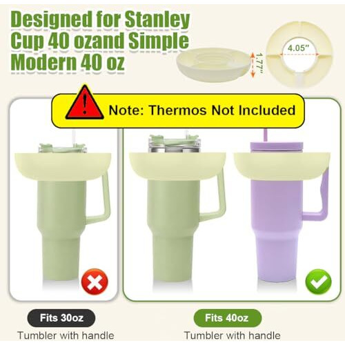 Supvox 4-Grid Snack Tray For Stanley Cup (40Oz) Snack Bowl Bpa Food Grade Silicone Snack Container French Fries Fruit Foot Tray For Stanley Cup (Stanley Cup Not Include)