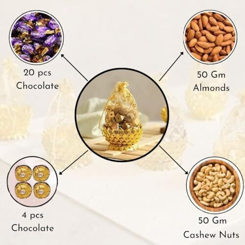 Satyam Kraft 6 Pcs Small Mini Acrylic Lotus Golden Decorative Boxes | Multipurpose Gift Packaging For Wedding, Pooja, Haldi, Mehendi, Return Gifts, Dry Fruits, Sweets, Potli & Festive Hampers | Traditional Favor Potli (Gold, Round, 14 X 7.5 Cm)