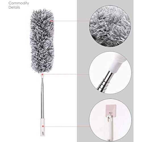 Sellbotic Microfiber Feather Duster Bendable & Extendable Fan Cleaning Duster With 100 Inches Expandable Pole Handle Washable Duster For High Ceiling Fans, Window Blinds, Furniture (Multi)