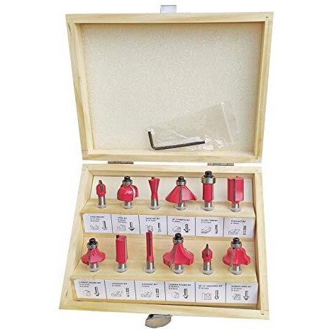 Inditrust 6 Mm Router Bit Set 12 Pcs Multi Shape For Router/Trimmer Combo With Wooden Box Specially Designed For Wood Working