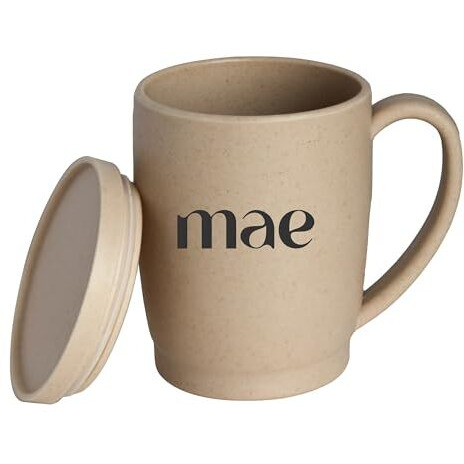 Mae Coffee Mug With Lid | 370 Ml | Crafted From Used Bamboo Fibre | Eco Friendly & Sustainable Cup | Insulated | Microwave Safe | Travel Friendly | Spill Proof | Office | Home | Gift | Mug | 1 Piece