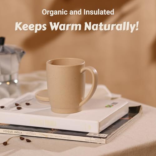 Mae Coffee Mug With Lid | 370 Ml | Crafted From Used Bamboo Fibre | Eco Friendly & Sustainable Cup | Insulated | Microwave Safe | Travel Friendly | Spill Proof | Office | Home | Gift | Mug | 1 Piece
