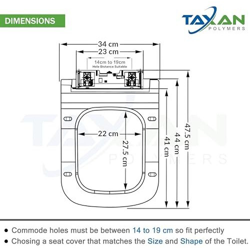 Taxan Plastic Toilet Seat Cover With Soft Close Mechanism - U-Shape Commode Seat Cover  With Sleek Design & Easy Installation With Installation Kit (45Cm X 34Cm, White)