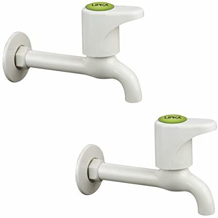 Lipka Pack Of 2 Designo Bib Cock Long Body Faucet | Ptmt | Ivory Color | Polished