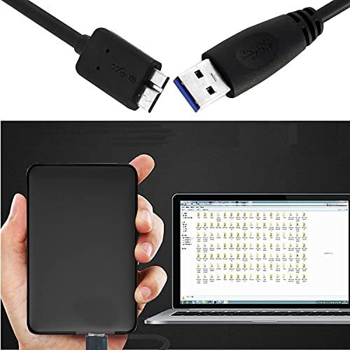 Rodmed High Speed Data Sync Usb 3.0 Type A Male To Micro B Cord For Wd/Seagate/Toshiba/Samsung/Hitachi, Etc External Hard Disk/Drives Cables (Black) (1.5Ft)