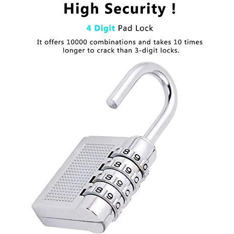 House Hatch Bag Lock Pad Lock Combination Locks For Door Password Key Home Digital Finger Padlock Deal Security Smart 4-Digit Safe Pin Hand Bag (Pack Of 1) Silver