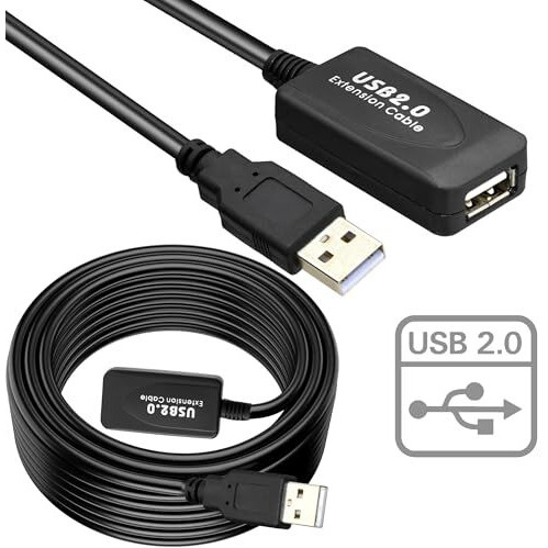 Storite 10 M Active Usb 2.0 Male To Female Active Extension/Repeater Cable, Data Transfer Cord Compatible With Printer, Camera, Webcam - Black