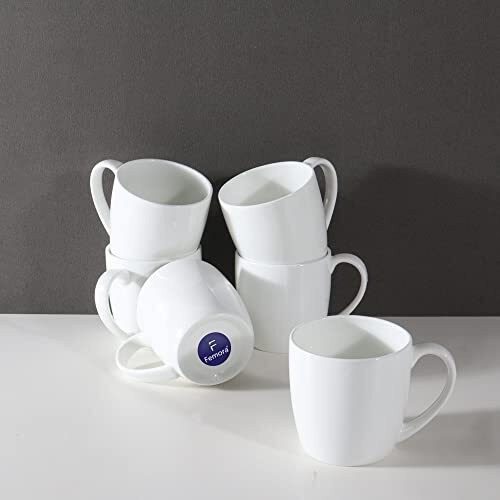 Femora Desh Ki Mitti White Ceramic Tea Cups, Coffee Mugs, Set Of 6 Pcs, 180 Ml