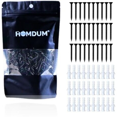 Homdum Nylon Plug With Screws 2 Inch (50 Mm Screw With Plastic Sleeve) Pack Of 60. (2")