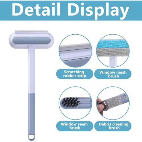 4 In 1 Window Multifunctional Screen Brush Mesh Cleaning Brush With Extended Handle, Mosquito Door Net Cleaner Brushes Double-Sided Glass Windows Cleanings Tools